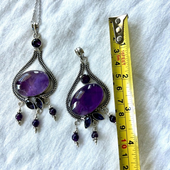 925 Intuition Amethyst Chandelier Pendant Necklace - Picture 5 of 11